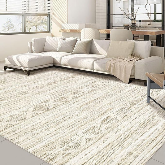 Nakagishi 8x10 Area Rugs Living Room: Washable Boho Large Neutral Modern Soft Farmhouse Beige Rug Stain Resistant Indoor Floor Non-Slip Carpet for Women Home Enthusiasts Aged 25-45 - Bedroom Room