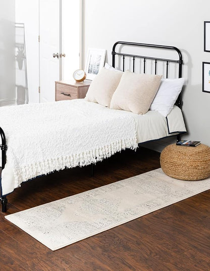Unique Loom Isabella Collection Area Rug - Rossellini (2' x 8' Runner, White/ Black)