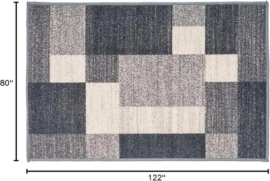 Rugshop Gray Modern Geometric Boxes Non-Slip Area Rug Non-Shedding for Entryway, Laundry Room and Small Spaces, 2'7" x 4'
