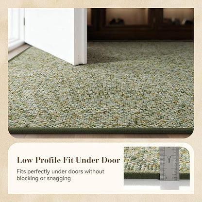 MontVoo Door Mat Indoor Entrance Doormat, Absorbent Durable Rubber Non Slip Front Door Mat for Inside Entry Entryway Dirt Trapper Welcome Mat, Green 32''x48''
