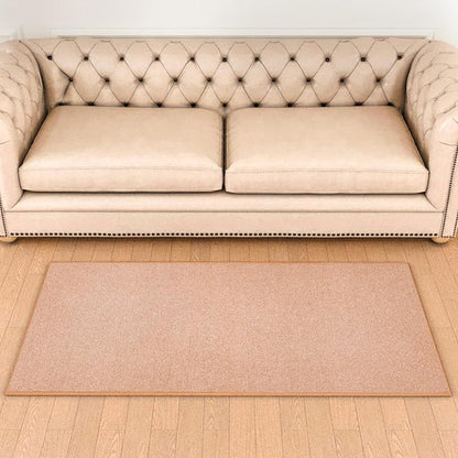 Area Rug with Non Slip Rubber Backing, Washable Soft Floor Carpet for Living Room, Kitchen, Entryway Indoor, Bedroom, Laundry, Low Pile Area Rugs, Solid Color with Pointillism Style (Camel, 3' * 5')
