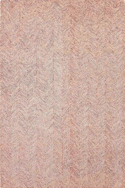Modern Herringbone Chevron Collection Handcrafted Wool Area Rug - Durable, Zigzag Pattern, for High Traffic, Contemporary Design for Living Room, Bedroom, Dining Room Decor (Blush Pink, 6' x 6')