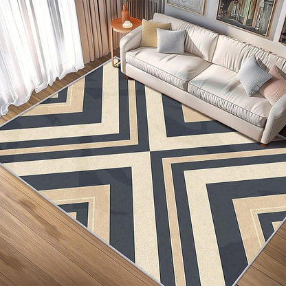 Modern Geometric Rug, Washable 6x8 Rug for Living Room, Herringbone Chevron Patterned Indoor Carpet, Modern Geometric Decor for Home, Bedroom, Soft Non Slip Thin Design FER80