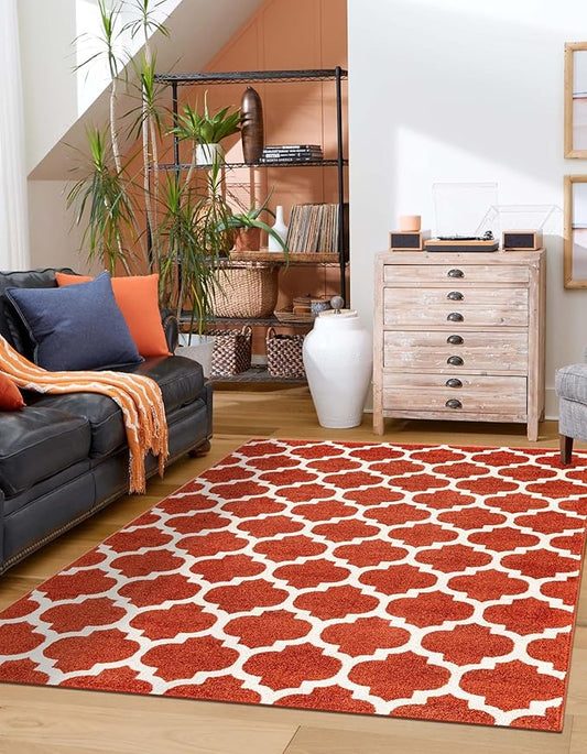 Rugs.com Lattice Collection Rug – 6x9 Light Terracotta Medium-Pile Rug Perfect for Bedrooms, Dining Rooms, Living Rooms