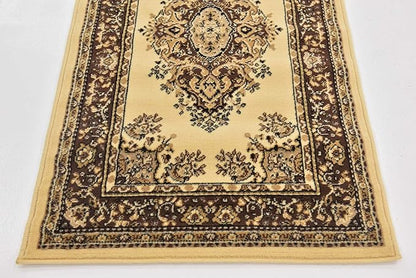 Unique Loom Reza Collection Traditional Persian Style Area Rug, 2 ft 7 in x 10 ft, Ivory/Brown