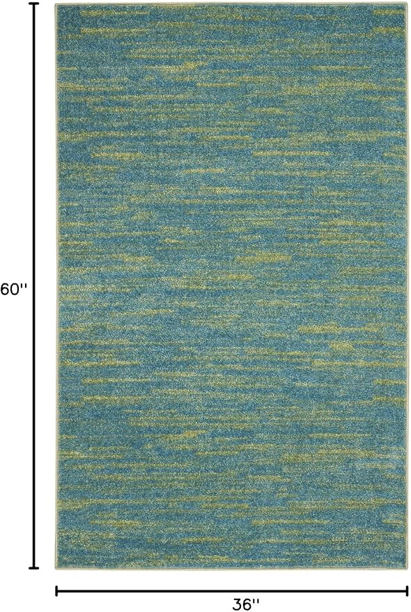 Nourison Home Nourison Essentials Blue Green 3' x 5' Area Rug - Easy Clean, Non Shedding, Bed Room, Living Room, Dining Room, Kitchen (3' x 5')