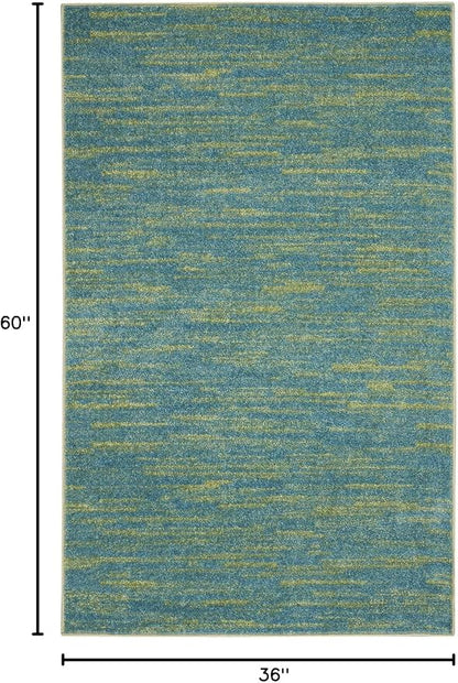 Nourison Home Nourison Essentials Blue Green 3' x 5' Area Rug - Easy Clean, Non Shedding, Bed Room, Living Room, Dining Room, Kitchen (3' x 5')