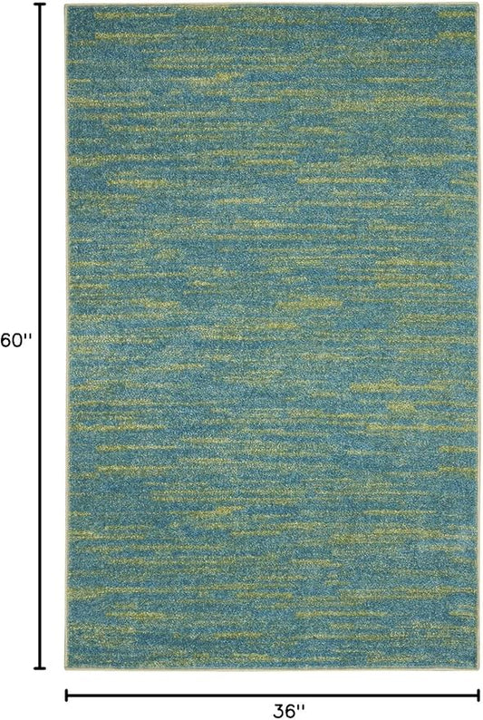 Nourison Home Nourison Essentials Blue Green 3' x 5' Area Rug - Easy Clean, Non Shedding, Bed Room, Living Room, Dining Room, Kitchen (3' x 5')