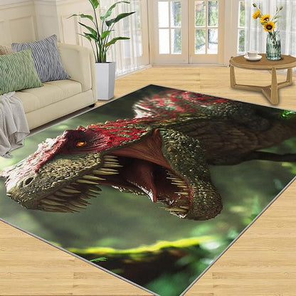 Dinosaurs Rugs for Bedroom - 6x8 Area Rug - 3D Dinosaurs Rugs for Living Room, Forest Animals Rug, Non-Slip Washable Home Decor Carpet