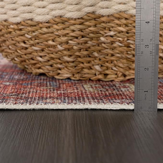 Bloom Rugs Washable 9' x 12' Rug - Red/Orange/Beige Traditional Area Rug for Living Room, Bedroom, Dining Room, and Kitchen - Exact Size: 9' x 12'