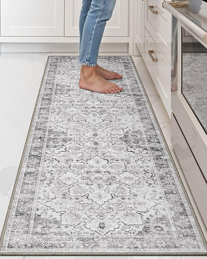 LUMI Washable Kitchen Rug 2x6 for Floor, Non Slip Runner Rugs with Rubber Backing, Low Pile Comfort Area Carpet for Standing, Living Room, Entryway, Laundry, Hallways