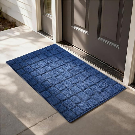 Front Door Mat Outside Entrance, Outdoor Indoor Door Mats for Entryway, Entrance, Entry, Patio, Waterproof Non Slip Doormat, Low-Profile, 24" × 35“, Navy Blue