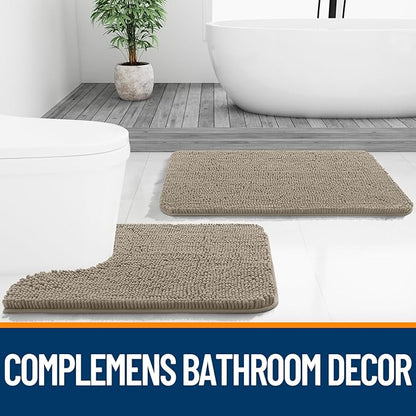 OLANLY Bathroom Rugs 30x20, Extra Soft Absorbent Chenille Bath Rugs, Rubber Backing Quick Dry, Machine Washable Bath Mats for Bathroom Floor, Tub and Shower, Home Decor Accessories, Warm Taupe