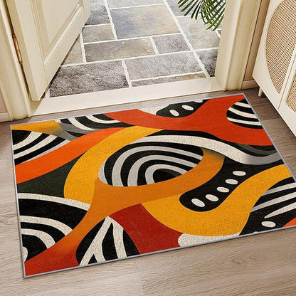 Colorful Rug, Retro Pop Art Abstract Area Rug 6x8, Hippie Aesthetic Funky Low Pile Non Skip Carpets Home Decor #C100