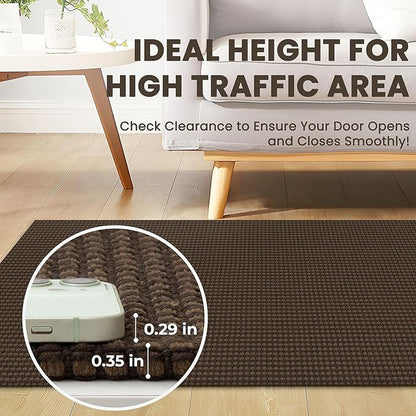 Braided Runner Rug 2x10 Ft Washable Runners for Hallways Non Slip Rubber Backed Kitchen Runners Cotton Long Entryway Runner Indoor, Woven Carpet for Hall Kitchen Entryway, Brown