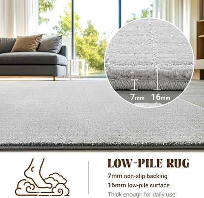Shilucheng Wool Rug 8x10 Non-Slip, Blend 80% Wool and 20% Cotton Rugs for Living Room, Bedroom, Dinning Room, Soft Durable Cotton Backing Modern Area Rug (Gray/White)