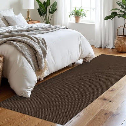 Braided Runner Rug 2.6x8 Ft Washable Runners for Hallways Non Slip Rubber Backed Kitchen Runners Cotton Entryway Runner Indoor, Woven Floor Carpet for Hall Kitchen Bedroom, Brown