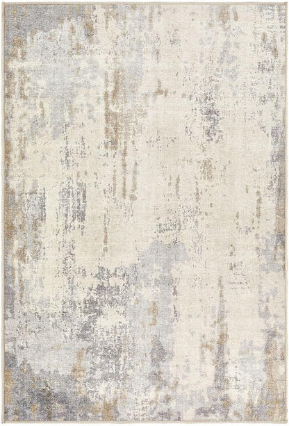 2x3 Entryway Area Rug: Washable Neutral Modern Abstract Small Rug - Non-Slip Low Pile Throw Indoor Carpet for Entrance Kitchen Front Door Mat Bathroom Entry Kids Room - Light Brown/Gray