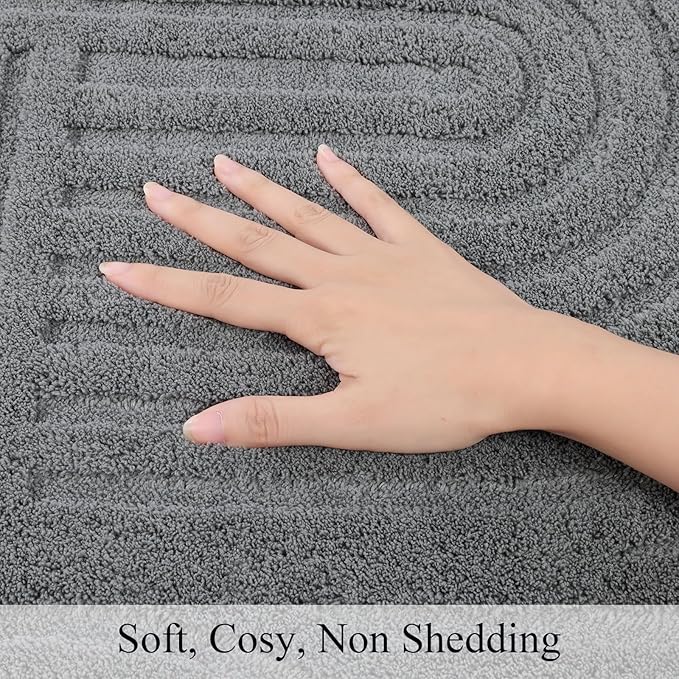 SHACOS Soft Fluffy High Low Pile Arch Pattern Area Rugs 5'3"x7'3" Non Slip Washable Modern Geometric Rug Stain Resistant Carpet for Living Room Bedroom Dining Room Nursery, Grey