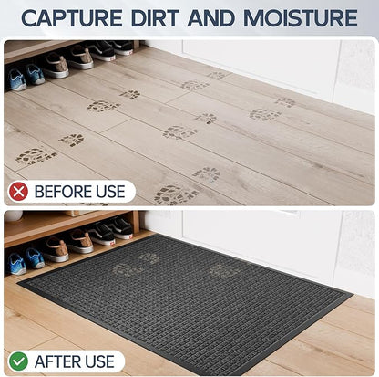 Amyracel Front Door Mat Outside Entrance, 36"x 72" All Season Weather Outside Door Mat, Heavy Duty Rubber Backing Door Mats for Entryway, Low Pile Entry Indoor Doormat for Inside Floor