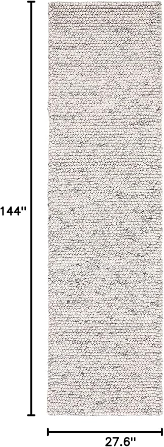 SAFAVIEH Natura Collection Runner Rug - 2'3" x 12', Light Grey & Ivory, Handmade Wool Blend, Textured Design, Ideal for Hallway, Bedroom, Foyer (NAT620G)