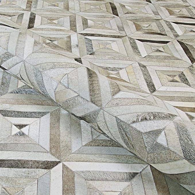 Premium Diamond Patterned Leather Area Rug - 2.5X8 ft - Grey - Luxury Non Slip Floor Accent for Dining Room, Living Room, Entryway, Elegant Collection Indoor Carpet