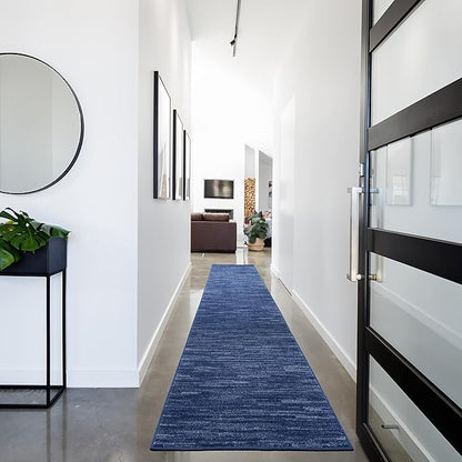Nourison Home Nourison Essentials Navy Blue 2'2" x 18' Area Rug - Easy Clean, Non Shedding, Bed Room, Living Room, Dining Room, Kitchen (18' Runner)