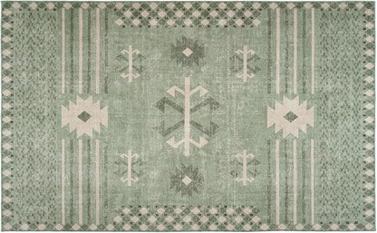 Revival Rugs Flam 5'x8' Zero-Shedding Area Rug for Living Room Bedroom - Oeko-TEX Certified, Low Pile, Spot Clean, Green