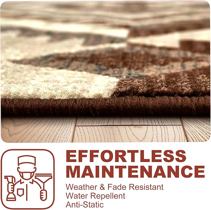 YHSF South West Native American Rug Ritz – Native Tribal American Indian Inspired Rug - Living Room, Bedroom, Hallway, Entryway & High-Traffic Area Rugs - Washable - Soft - Espresso, 2 Feet x 3 Feet