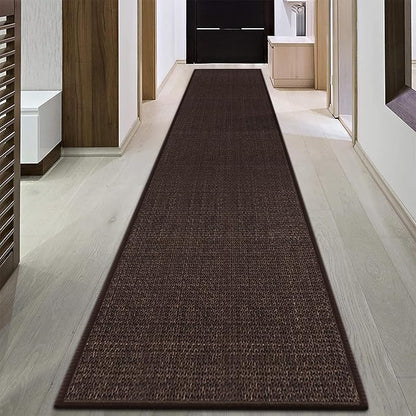 Jute Runner Rug Non Slip Washable, 18ft Rubber Backed Laundry Rugs Laundry Room Runner, Long Hallway Carpet Rug Mat, Deep Brown