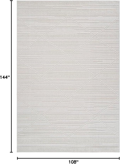 CAMILSON Micro Loop Rug 9x12 Modern Luxury Geometric Arch Large Area Rugs Soft High and Low Pile Stain Resistant Easy-Cleaning Non-Shedding for Living Room Office Indoor Carpet (9 x 12 / White)