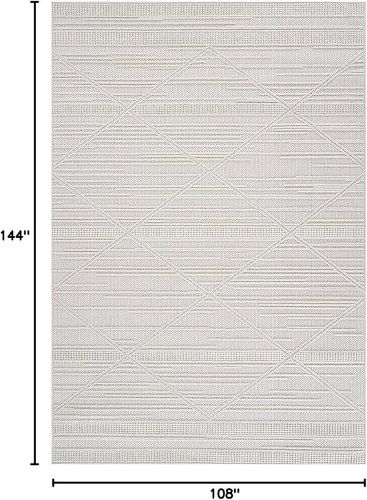 CAMILSON Micro Loop Rug 9x12 Modern Luxury Geometric Arch Large Area Rugs Soft High and Low Pile Stain Resistant Easy-Cleaning Non-Shedding for Living Room Office Indoor Carpet (9 x 12 / White)