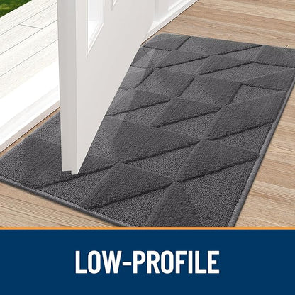 OLANLY Door Mats Indoor, Non-Slip, Absorbent, Dirt Resist, Entrance Washable Mat, Low-Profile Inside Entry Doormat for Entryway (32x20 inches, Dark Grey)