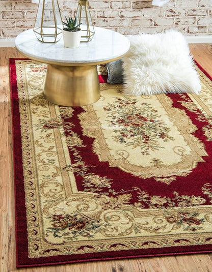 Unique Loom Versailles Collection Traditional Classic Floral Motif Area Rug (10' 0 x 13' 0 Rectangular, Burgundy/ Ivory)