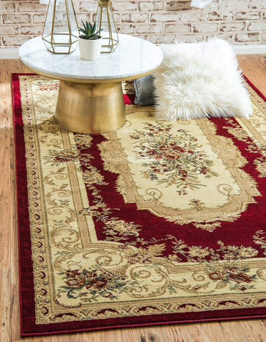 Unique Loom Versailles Collection Traditional Classic Floral Motif Area Rug (4' 0 x 6' 0 Rectangular, Burgundy/ Ivory)