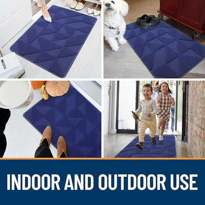 OLANLY Door Mats Indoor, Non-Slip, Absorbent, Dirt Resist, Entrance Washable Mat, Low-Profile Inside Entry Doormat for Entryway (59x36 inches, Navy)