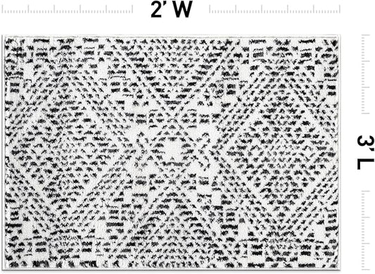 Rugshop Boho Cream Tribal Area Rug 2x3 – Modern Indoor Carpet for Living Room, Bedroom, or Entryway – Non-Shedding, Low Pile Geometric Design 2' x 3'