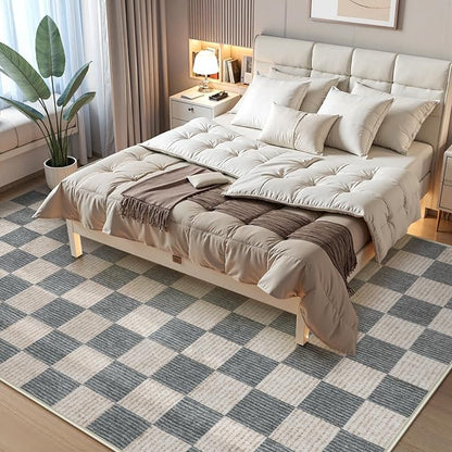 LIVEBOX 8x10 Area Rugs for Living Room, Checkered Non-Slip Washable Rugs, Farmhouse Neutral Classic Geometric Pattern Large Boys Area Rug for bedroom, Carpet for Living Dining Room Office(Grey,8'x10')