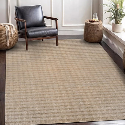 CAMILSON Modern Beige Non Slip Rug 3x5 Ultra Soft High Pile Area Rugs Non Skid Rubber Backing Durable & Easy to Clean Carpet for Living Room Bedroom Kids Room Indoor Use (3 x 5 Beige)