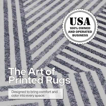 ReaLife Rugs Machine Washable Area Rug - Living Room Bedroom Bathroom Kitchen Entryway Office - Padded Crease Free Stain Resistant Premium - Modern Geometric Contemporary- Miles- Gray - 2'x 3'