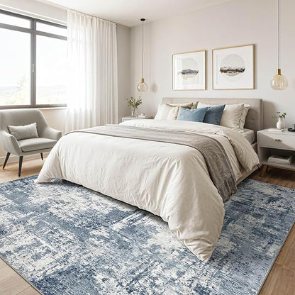 8x10 Area Rugs Living Room: Washable Large Abstract Soft Rug Stain Resistant Indoor Non-Slip Carpet for Men Modern Home Enthusiasts Aged 25-45 - High Traffic Areas - Bedroom Office Playroom