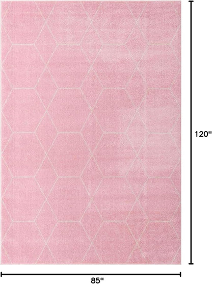 Unique Loom Trellis Frieze Collection Area Rug - Geometric (7' 1" x 10', Light Pink/ Ivory)