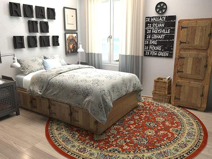 Unique Loom Sialk Hill Collection Area Rug - Washington (8' Round Terracotta/Cream)