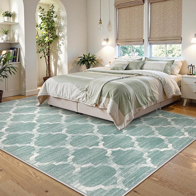 Lahome Moroccan Area Rugs 8x10 Sage Green Rugs for Living Room,Soft Low-Pile Modern Bedroom Rug 8x10 Under Bed Large Carpet for Dining Room Office