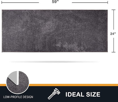 PURRUGS Dirt Trapping Door Mat 24" x 59", Non-Slip Machine Washable Entry Rug, Shoe Scraper, Dog Doormat, Super Absorbent Welcome Mat for Front & Back Door, Muddy Shoes & Paws, Light Grey-Dark Grey