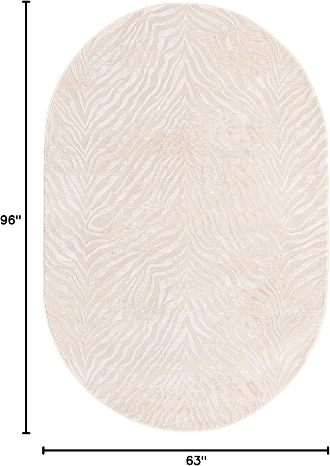 Unique Loom Finsbury Collection Area Rug - Meghan (5' 3" x 8' Oval, Ivory Beige)