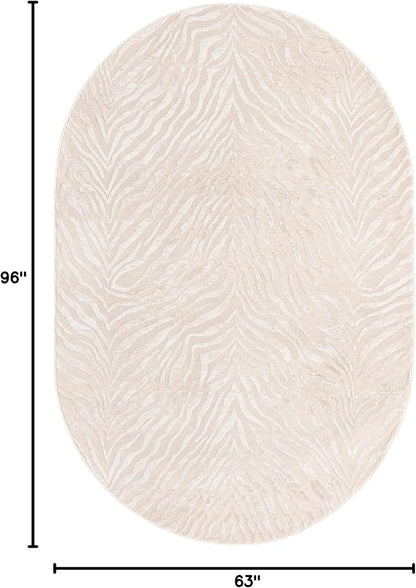 Unique Loom Finsbury Collection Area Rug - Meghan (5' 3" x 8' Oval, Ivory Beige)