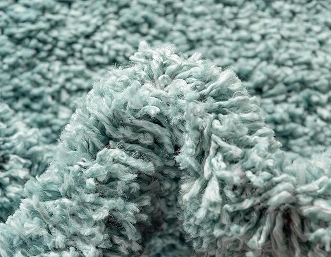 Unique Loom Davos Shag Collection Area Rug - Solid (7' 10" Square, Aqua)