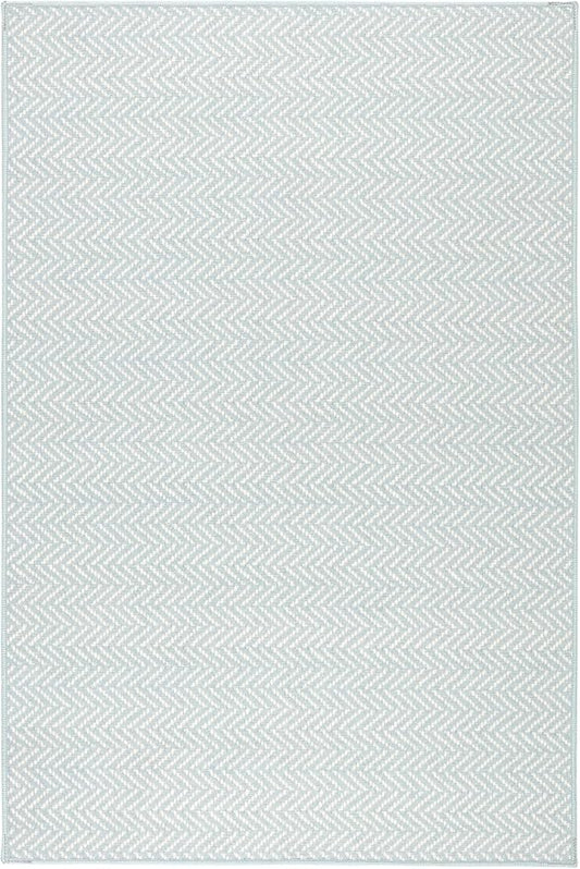 Dash & Albert Herringbone Navy Machine Washable Rug, 7.5 X 9.5 Feet, Blue Geometric Pattern