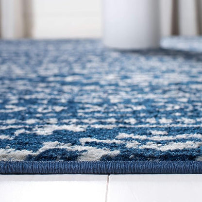 SAFAVIEH Tulum Collection Area Rug - 6'7" Square, Navy & Ivory, Moroccan Boho Tribal Design, Non-Shedding & Easy to Clean, Ideal for Living Room, Bedroom, Dining Space (TUL272N)